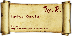 Tyukos Romola névjegykártya